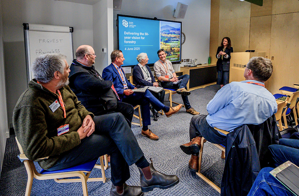 An expert forestry panel discussion at a Scottish Forestry Strategy event for stakeholders.