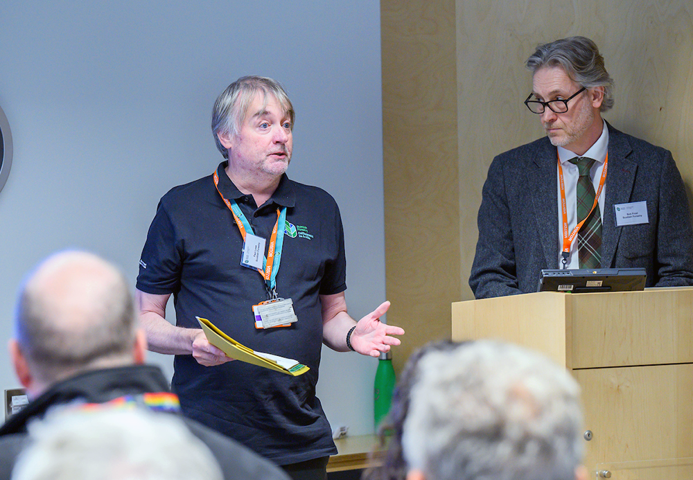 Scottish Forestry staff giving presentation at a stakeholder event.