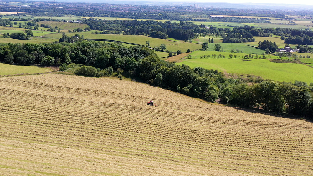 Aerial drone view of the Imrie family farm.