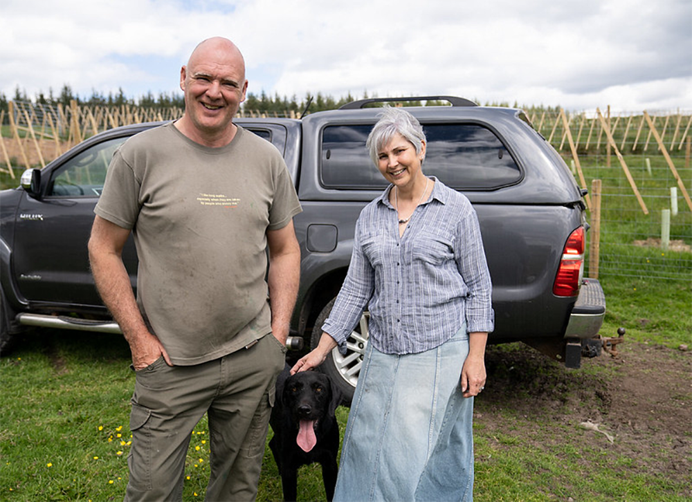 Andrew and Debbie Duffus with Diesel, the family dog.